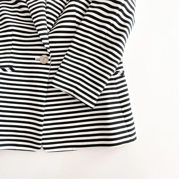 Anne Klein Blazer Black White Stripe Single Button Long Sleeve Women's S Jacket - Picture 5 of 10